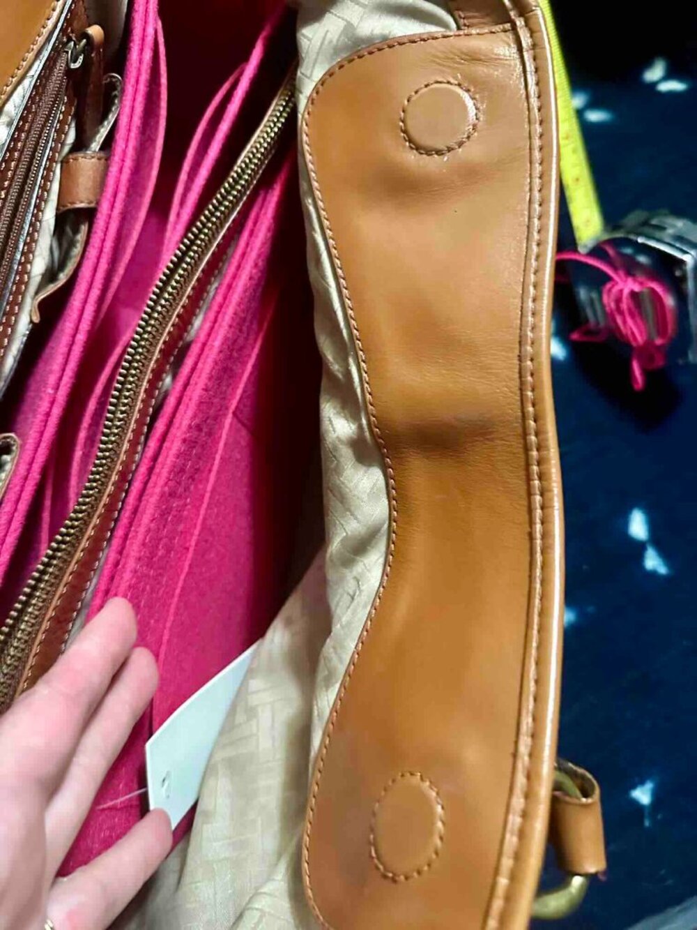XL Vintage Cole Haan Genevieve Satchel laptop compartment Florentine leather - Picture 6 of 11
